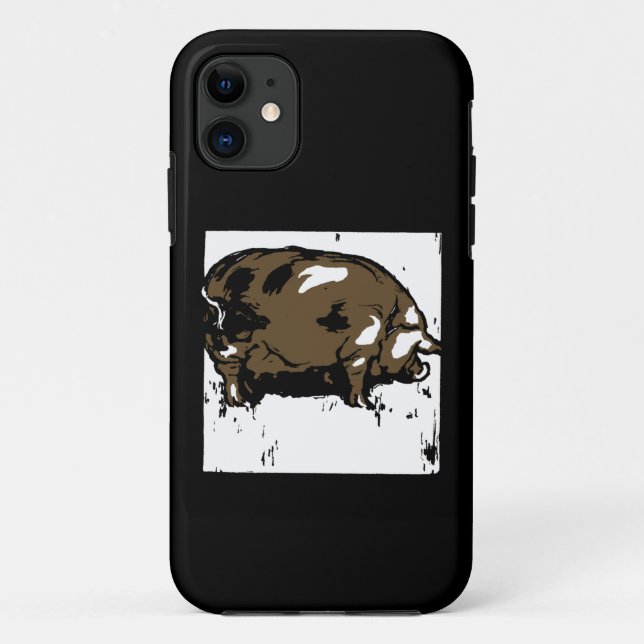 Viktorianischer Holzschnitt Braun- und Weißschwein Case-Mate iPhone Hülle (Rückseite)