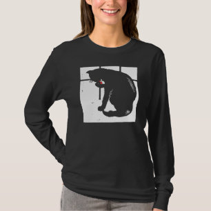 Viktorianischer Holzschnitt Schwarze Katze auf T-S T-Shirt