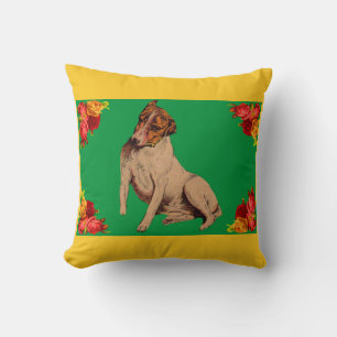 Viktorianischer Hund und Blume Kissen