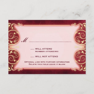 Viktorianischer Jugendstil: Red & Gold UAWG RSVP Karte