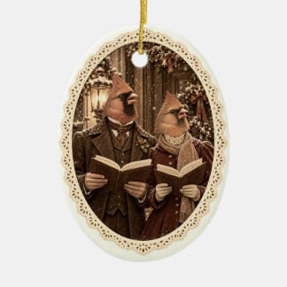 Viktorianischer Kardinal-Weihnachtssänger-Christba Keramik Ornament
