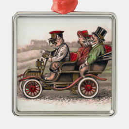 Viktorianischer Katzen-Kopf zur Stadt - Silbernes Ornament