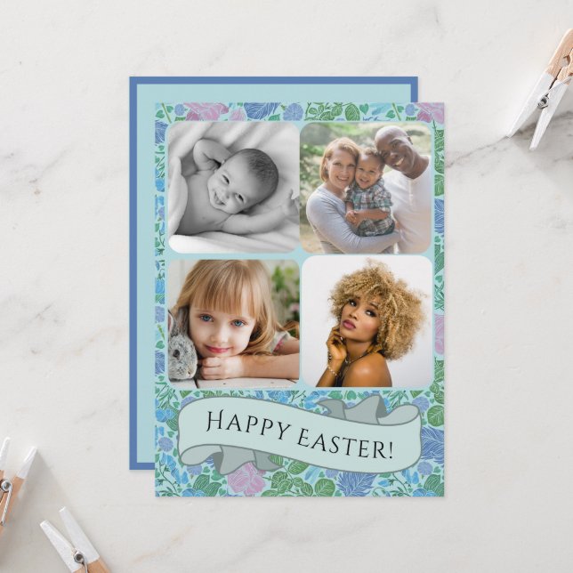 Viktorianischer Libellen Garten Mute Foto Ostern Karte (Vorderseite/Rückseite Beispiel)