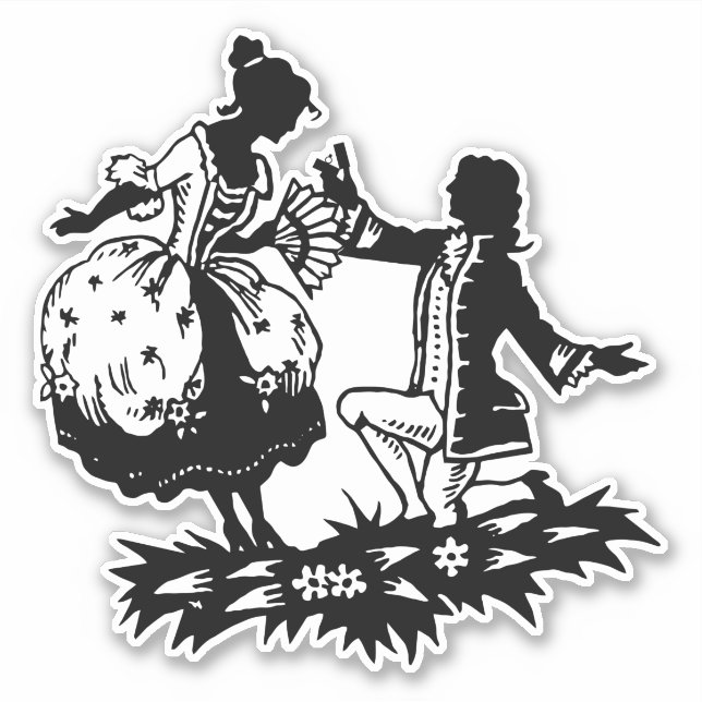 Viktorianischer Mann schlägt weibliche Silhouette  Aufkleber (Vorderseite)