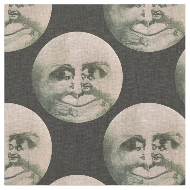 viktorianischer Mond sieht sich optischen Täuschun Stoff (Nahaufnahme)