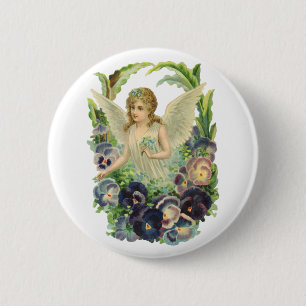 Viktorianischer Osterangel mit Lila Pansy-Blume Button