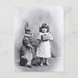 Viktorianischer Osterhase mit Mädchen Feiertagspostkarte