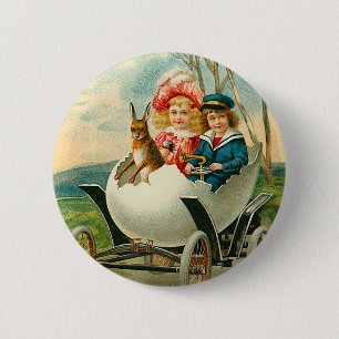 Viktorianischer Osterhasen-Knopf Button