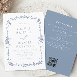 Viktorianischer QR Code Blue Wedding