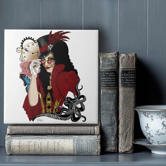 Viktorianischer Roter Steampunker Fliese (Von Creator hochgeladen)