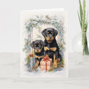 Viktorianischer Rottweiler-Welpe Weihnachten