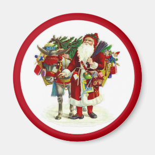 Viktorianischer Santa und Donkey Magnet