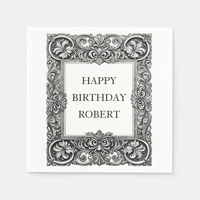 Viktorianischer Scroll Frame Napkin - elegant Serviette (Vorderseite)