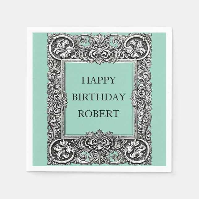 Viktorianischer Scroll Frame Napkin - elegant Serviette (Vorderseite)