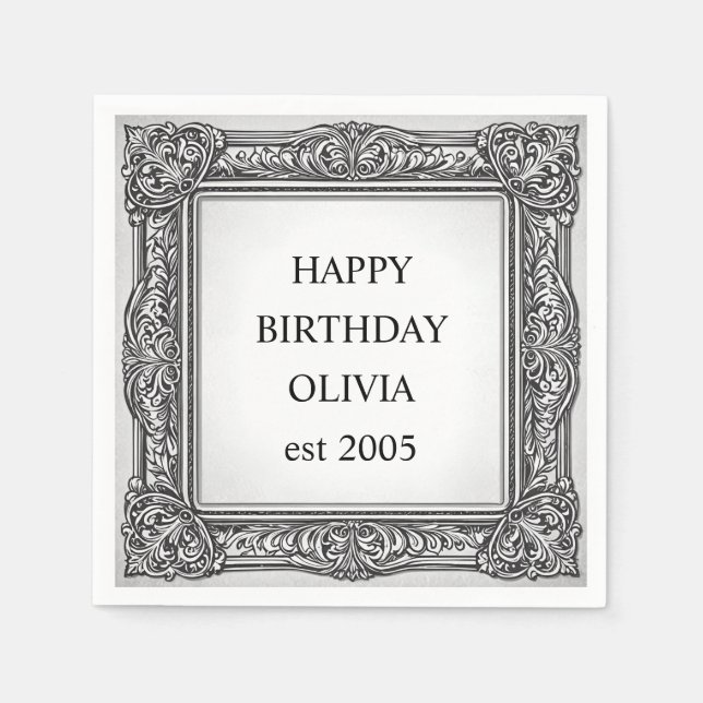 Viktorianischer Scroll Frame Napkin - elegant Serviette (Vorderseite)