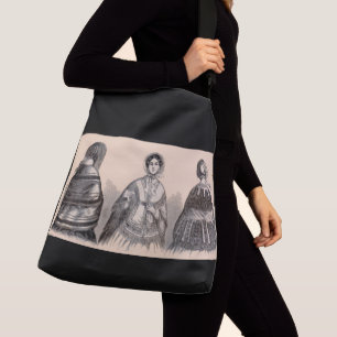 viktorianischer Shawls-Modedruck der 80er Jahre Tragetaschen Mit Langen Trägern