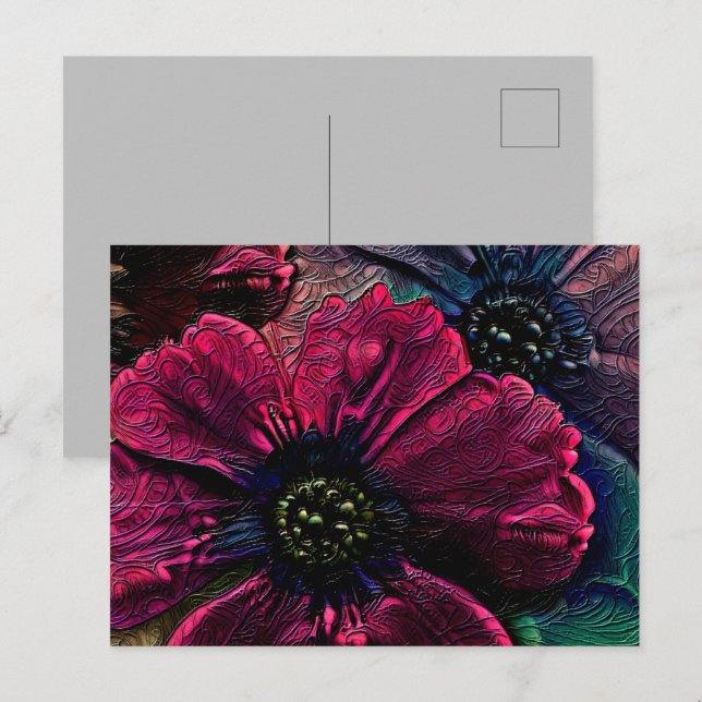 Viktorianischer Splendor: Exquisite Blumenmuster Postkarte (Vorne/Hinten)
