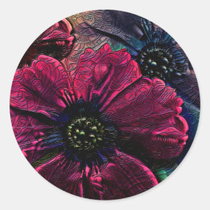 Viktorianischer Splendor: Exquisite Blumenmuster Runder Aufkleber