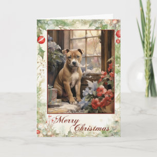 Viktorianischer Staffordshire Bull Terrier Weihnac Feiertagskarte