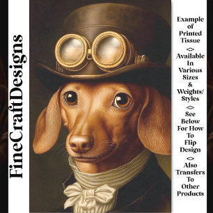 Viktorianischer Steampunk-Dachshund Hund BF6 Décou Seidenpapier