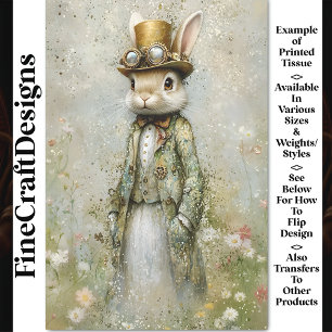 Viktorianischer Steampunk-Hase, Floral CA6 Decoupa Seidenpapier