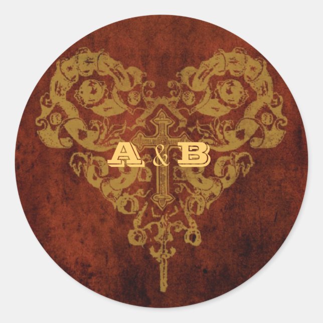 Viktorianischer Steampunk (Herz & Kreuz) Gefallen  Runder Aufkleber (Vorderseite)