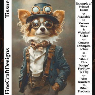 Viktorianischer Steampunk-Papillon-Hund CP8 Decoup Seidenpapier