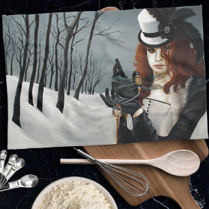 Viktorianischer Steampunk Winter Libelle Schlüssel Handtuch