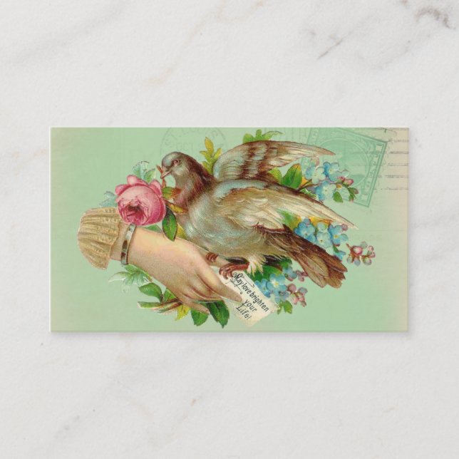 Viktorianischer Valentiner Vogel und Rose Visitenkarte (Vorderseite)