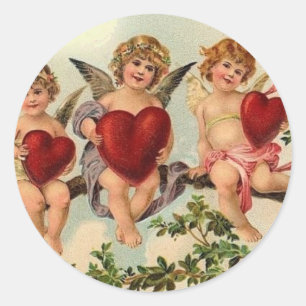 `Viktorianischer Valentins-Cupid-Aufkleber` Runder Aufkleber
