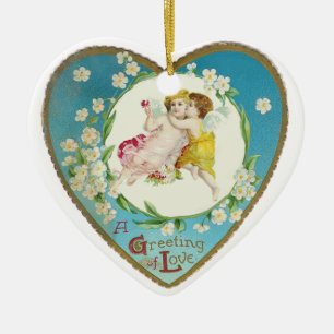 Viktorianischer Valentinsgruß der Liebe Keramikornament