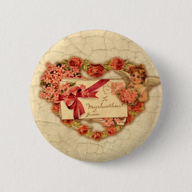 Viktorianischer Valentinstag Button (Vorderseite)