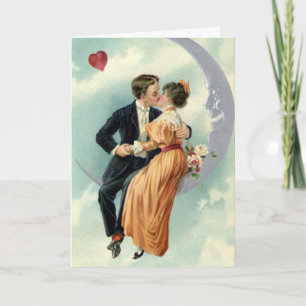 Viktorianischer Valentinstag Vintag Kuss auf dem M Feiertagskarte