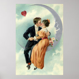 Viktorianischer Valentinstag Vintag Kuss auf dem M Poster