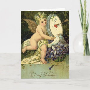 Viktorianischer Valentinstag, Vintage Engel Liebes Feiertagskarte