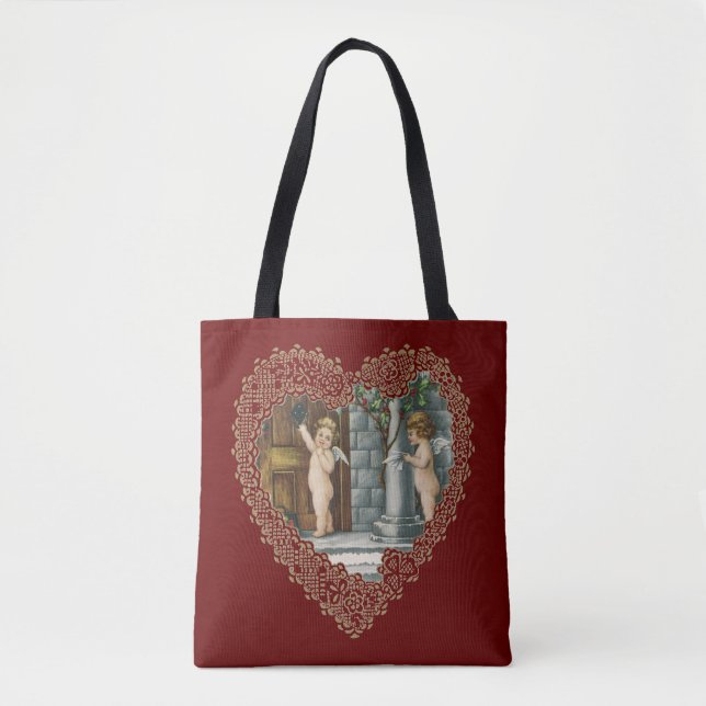 Viktorianischer Valentinstag, Vintage Engel w Lett Tasche (Vorderseite)