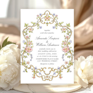 Viktorianischer verzierter Blumenrahmen Hochzeit Einladung