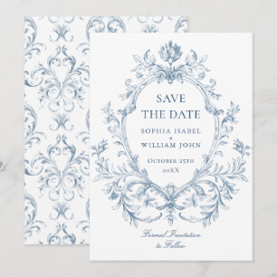 Viktorianischer verzierter Charme - Florales Staub Save The Date