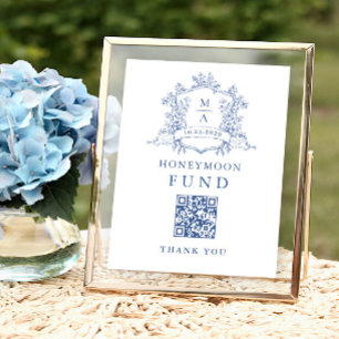 Viktorianischer Verzierter Dusty Blue Honeymoon Fu Poster