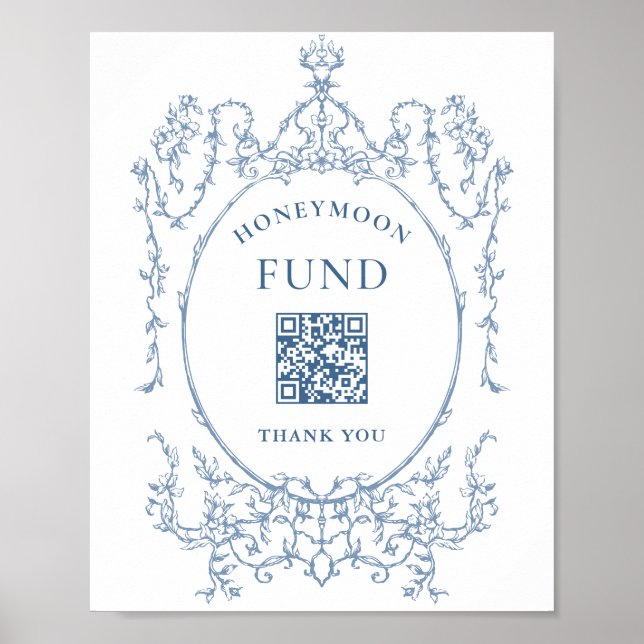 Viktorianischer Verzierter Dusty Blue Honeymoon Fu Poster (Vorne)