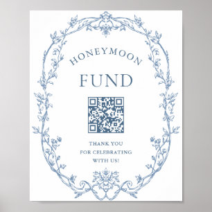 Viktorianischer Verzierter Dusty Blue Honeymoon Fu Poster