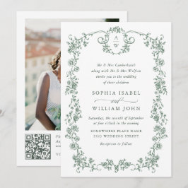 Viktorianischer Verzierter Grace Green Foto QR-Cod Einladung