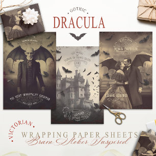 Viktorianischer Vintage-Dracula-Inspired Geschenkpapier Set