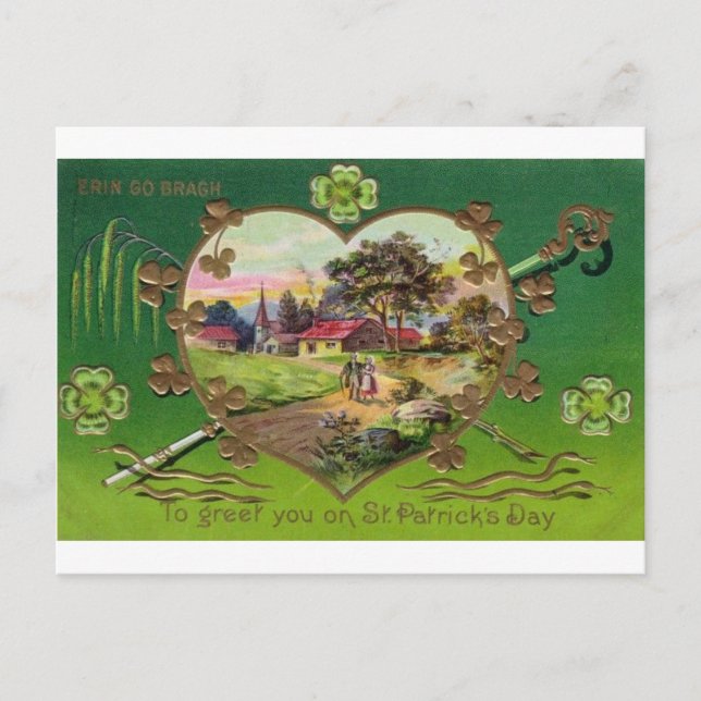Viktorianischer Vintager Retro Irish St. Patrick's Postkarte (Vorderseite)