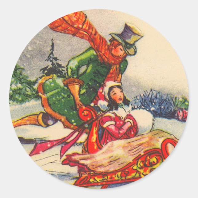 Viktorianischer Weihnachtsaufkleber Runder Aufkleber (Vorderseite)