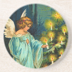 Viktorianischer Weihnachtsengel Sandstein Untersetzer