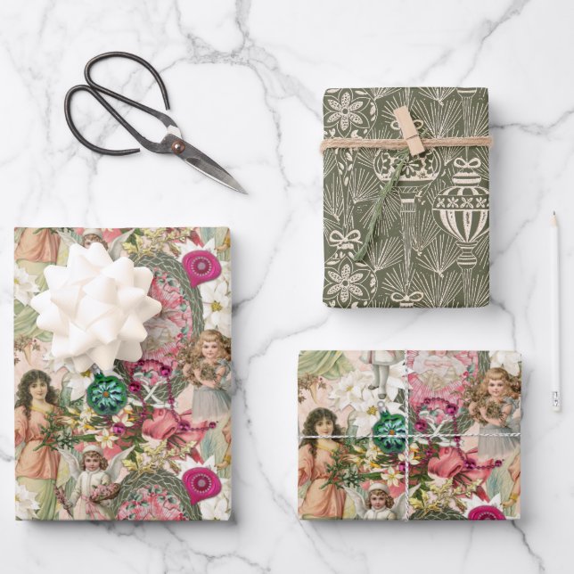 Viktorianischer Weihnachtsglanz Geschenkpapier Set (Vorderseite)