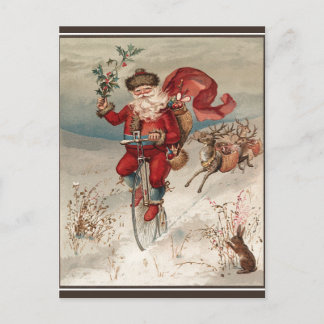 Viktorianischer Weihnachtsmann auf einem Vintage-F Feiertagspostkarte