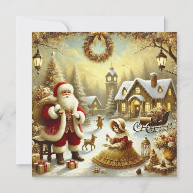 Viktorianischer Weihnachtsmann Feiertagskarte (Vorderseite)