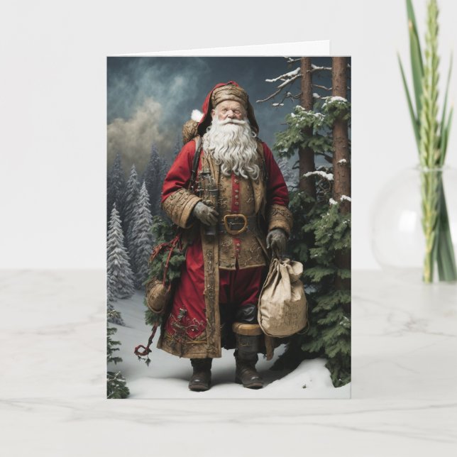Viktorianischer Weihnachtsmann - Frohe Weihnachten Dankeskarte (Vorderseite)